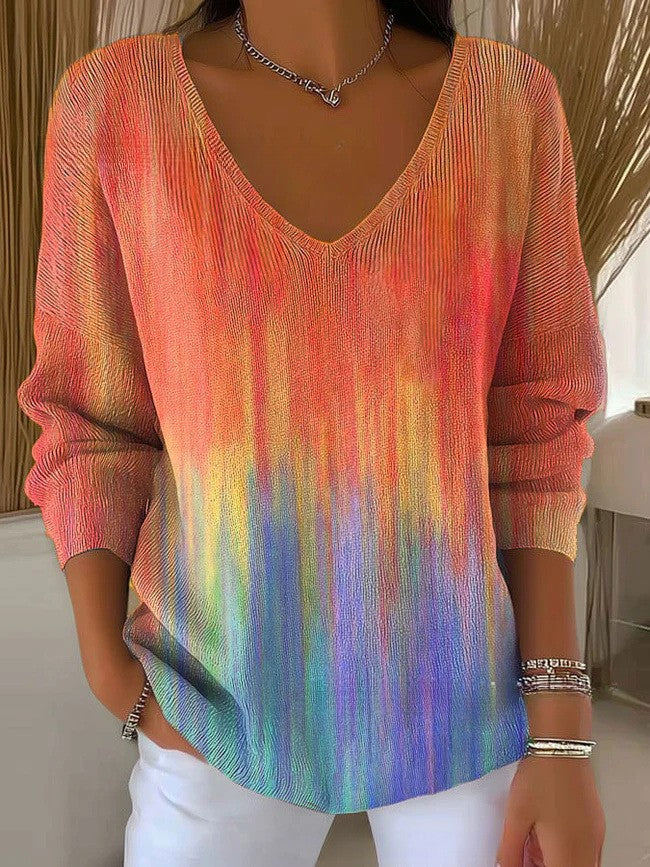 Janet – Colorful V-Neck Top