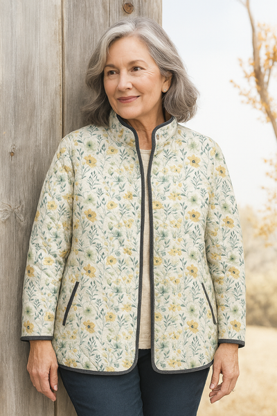 Elle | Delightful Floral-Printed Quilted Jacket for Women