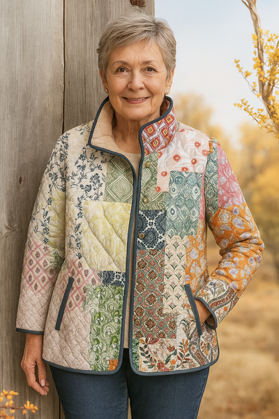 Elle | Casual Quilted Jacket for Women with Floral Print