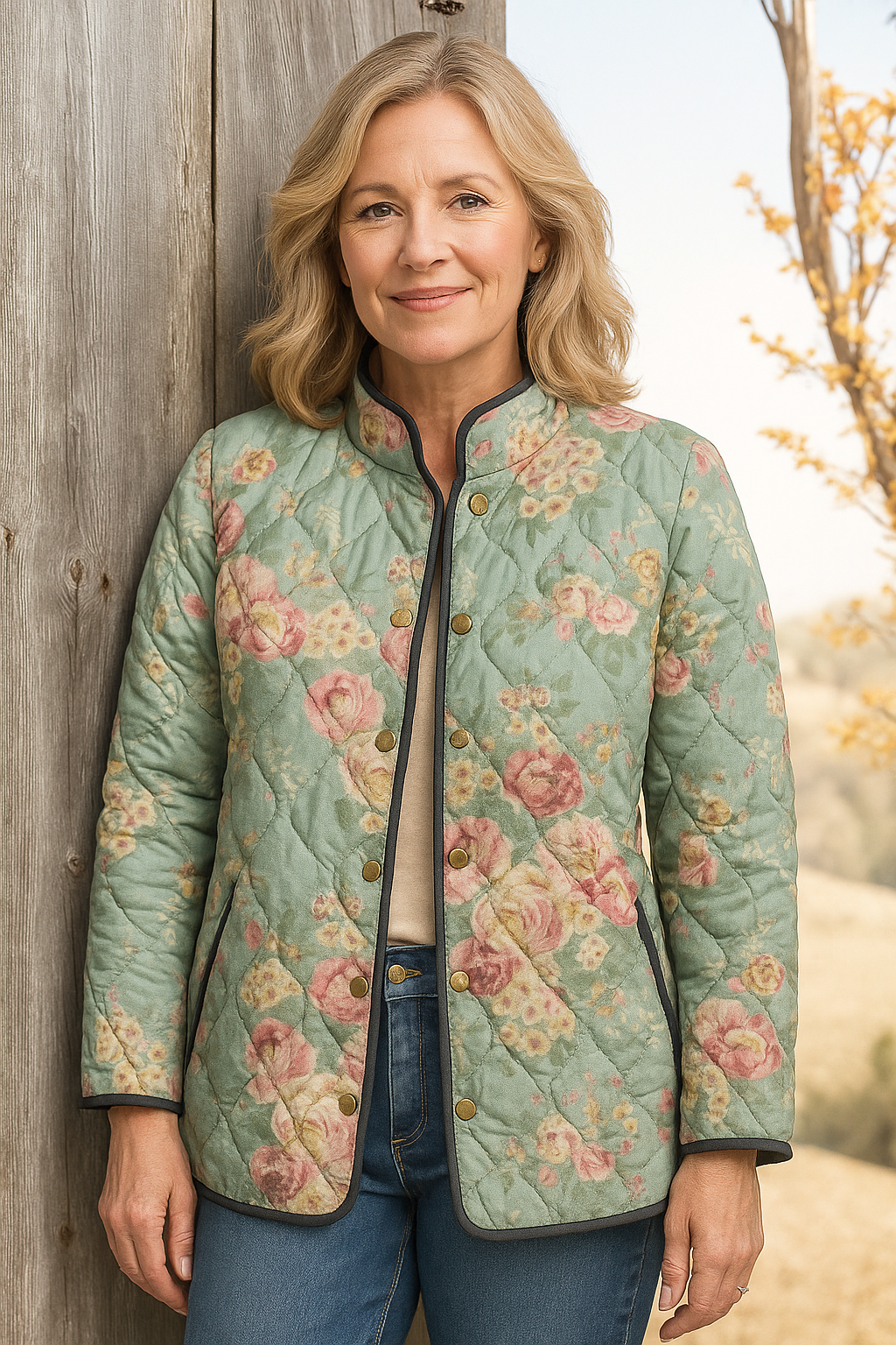 Elle | Quilted Floral Print Women's Jacket