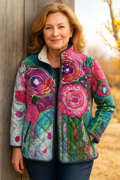 Elle | Floral Patterned Women's Elegant Jacket