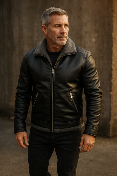 Elegant Fleece Leather Jacket