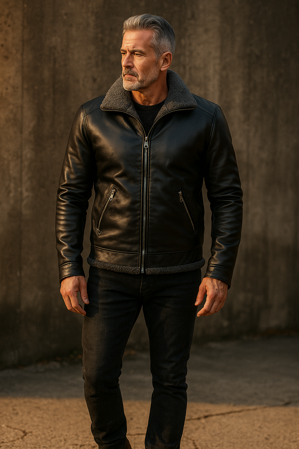 Elegant Fleece Leather Jacket