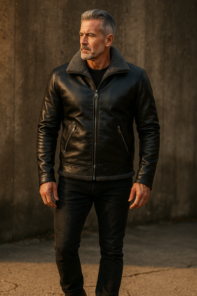 Elegant Fleece Leather Jacket