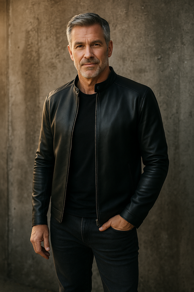 Elegant Men's Biker Leather Jacket