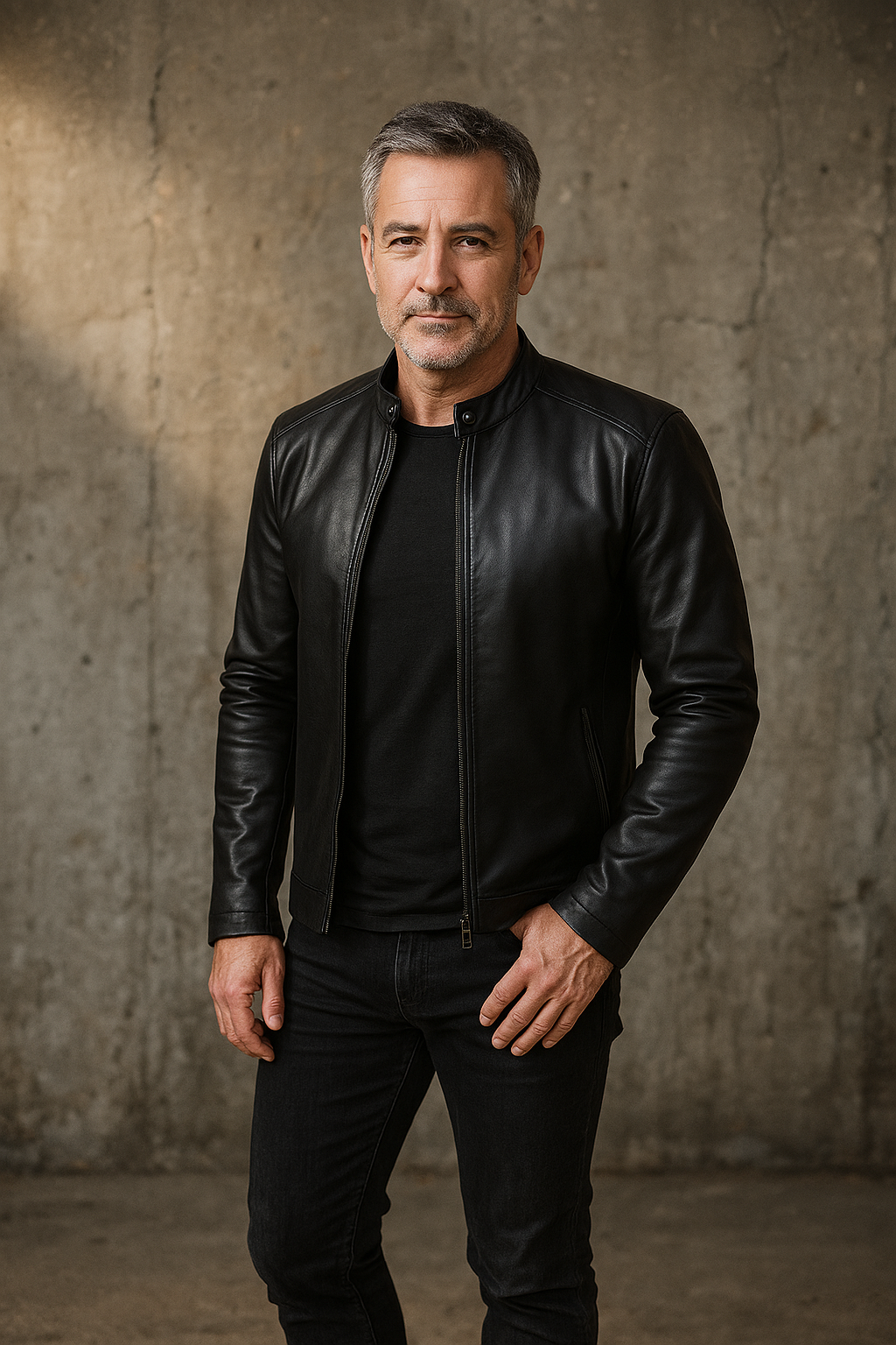 Elegant Men's Biker Leather Jacket