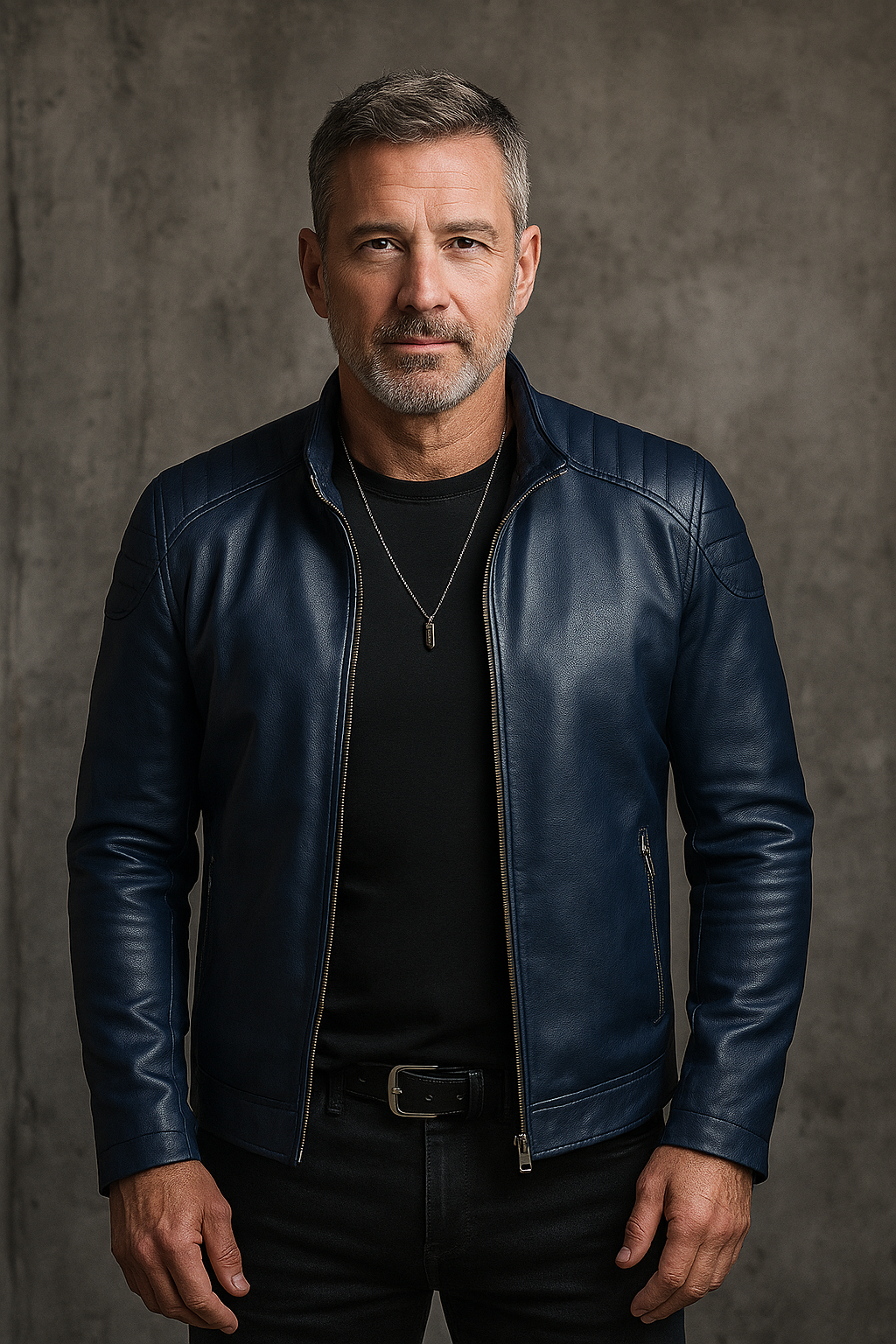 Stand Collar Leather Jacket