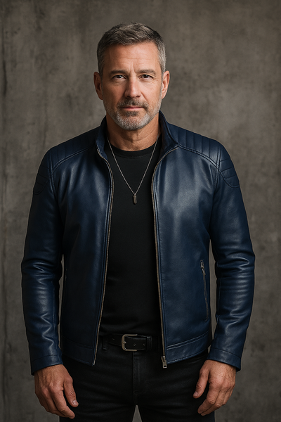 Stand Collar Leather Jacket