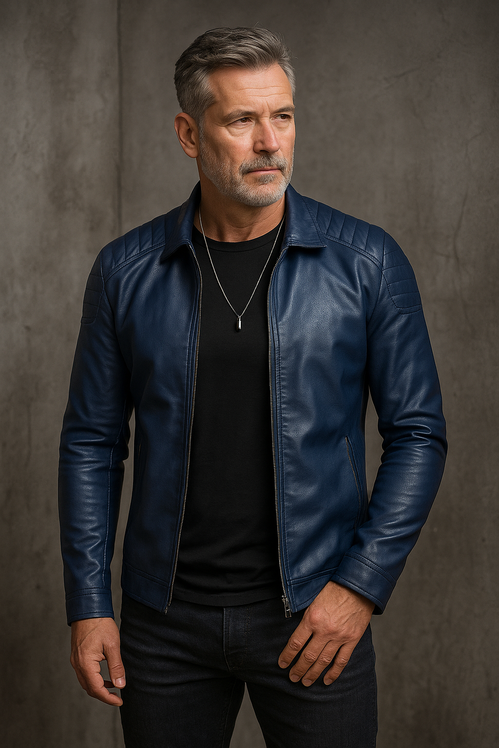 Stand Collar Leather Jacket