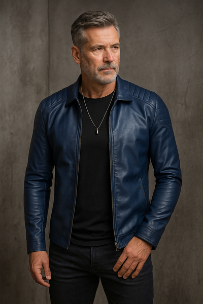 Stand Collar Leather Jacket