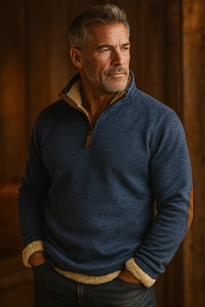 Warm fleece sweatshirt with button closure