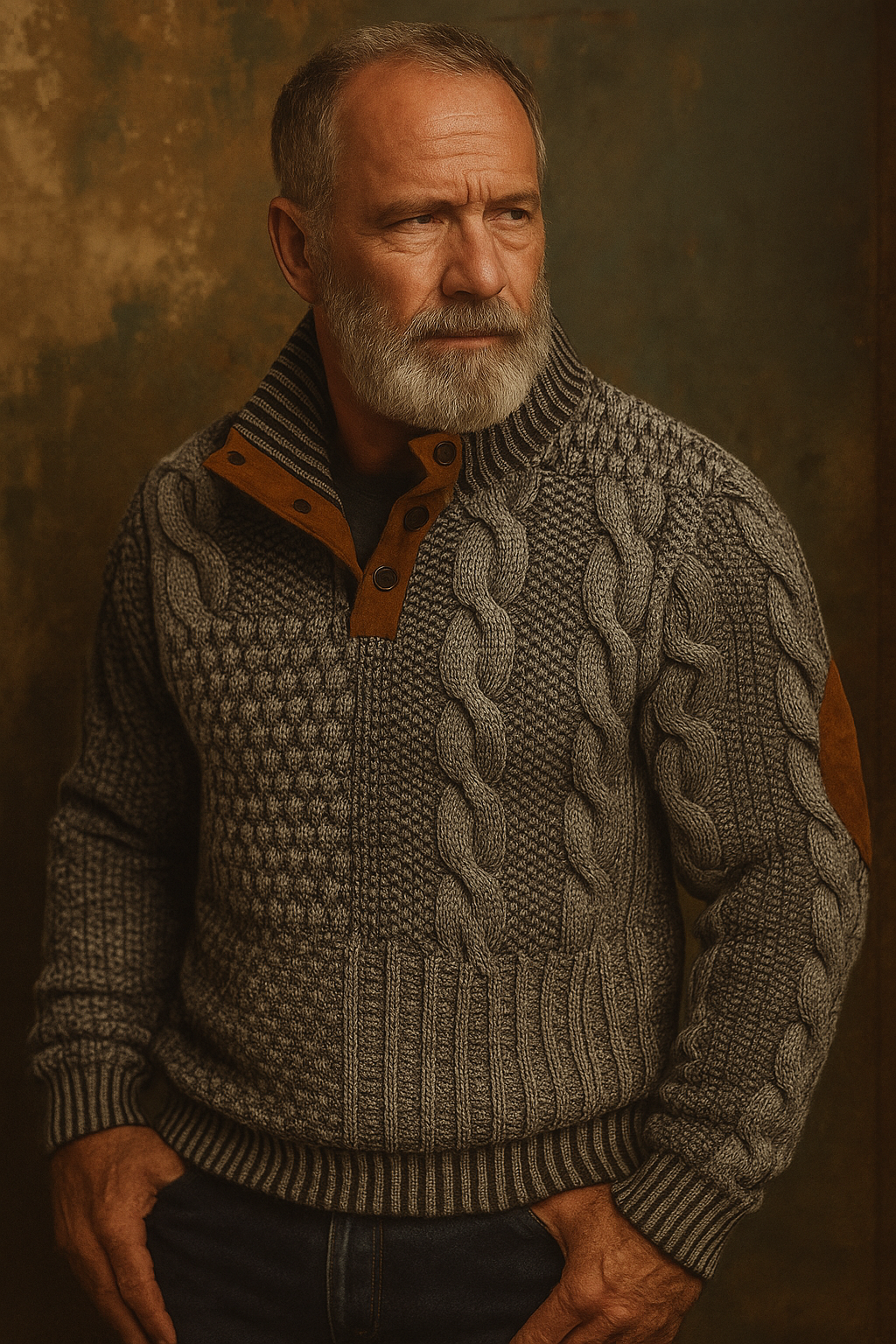 Everette - Cable Knit Patchwork Sweater
