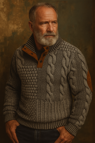 Everette - Cable Knit Patchwork Sweater
