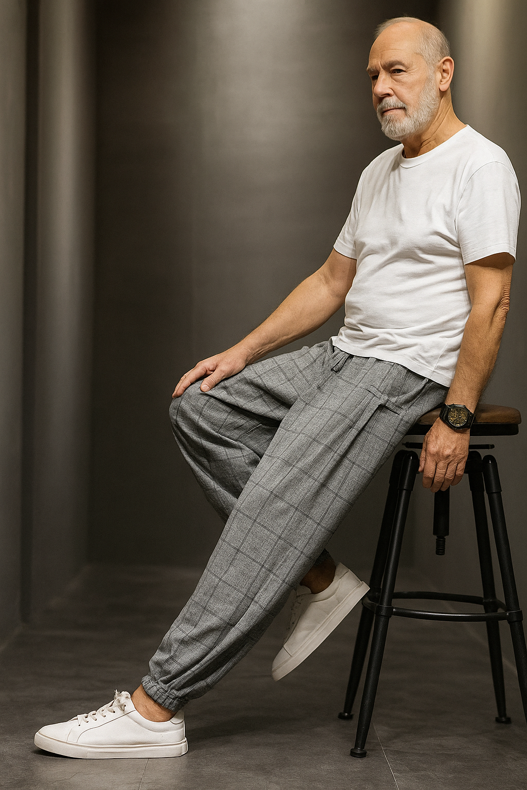 Pinns Windowpane Plaid Cotton Linen Pants
