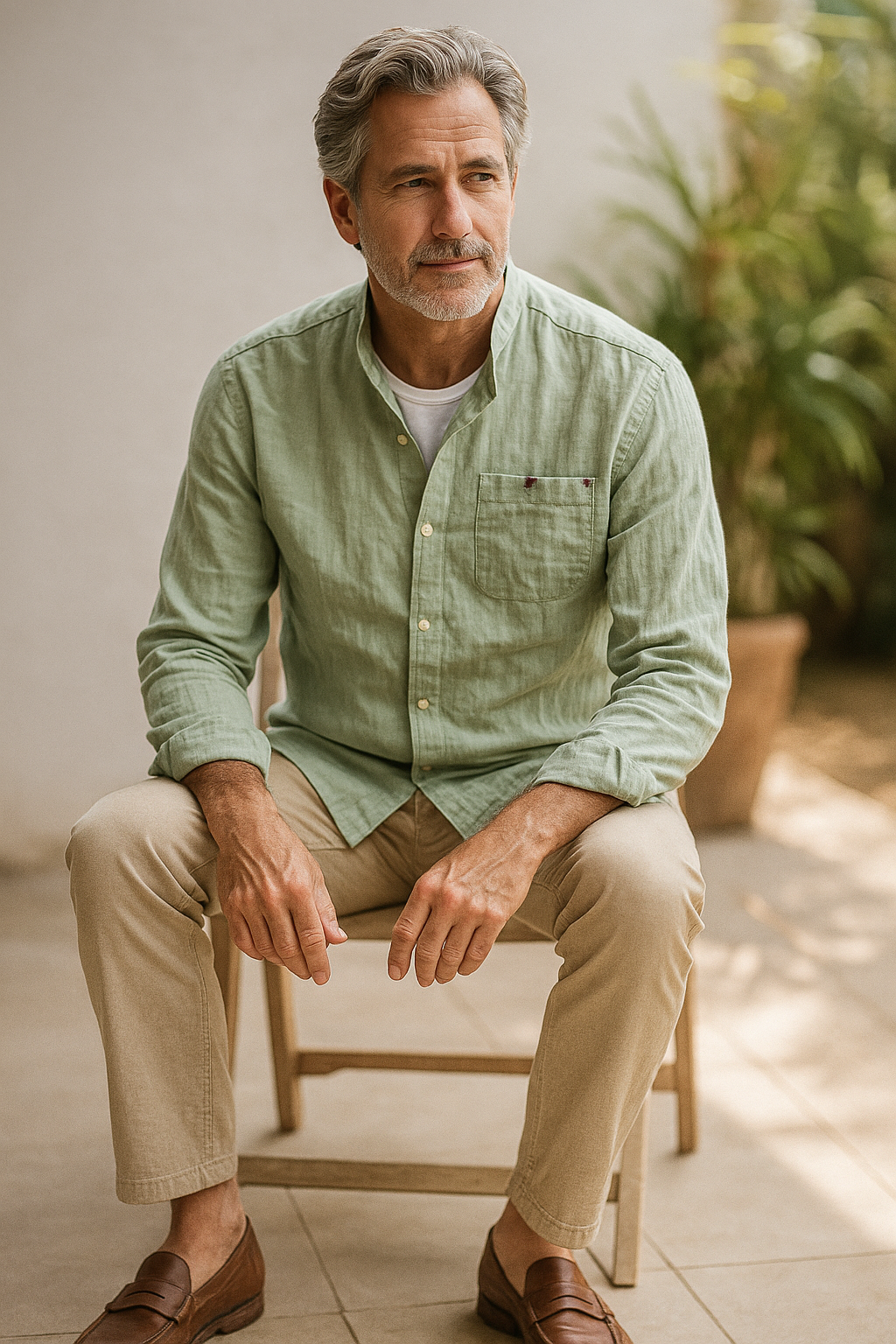 Alden Stand Collar Linen Shirt