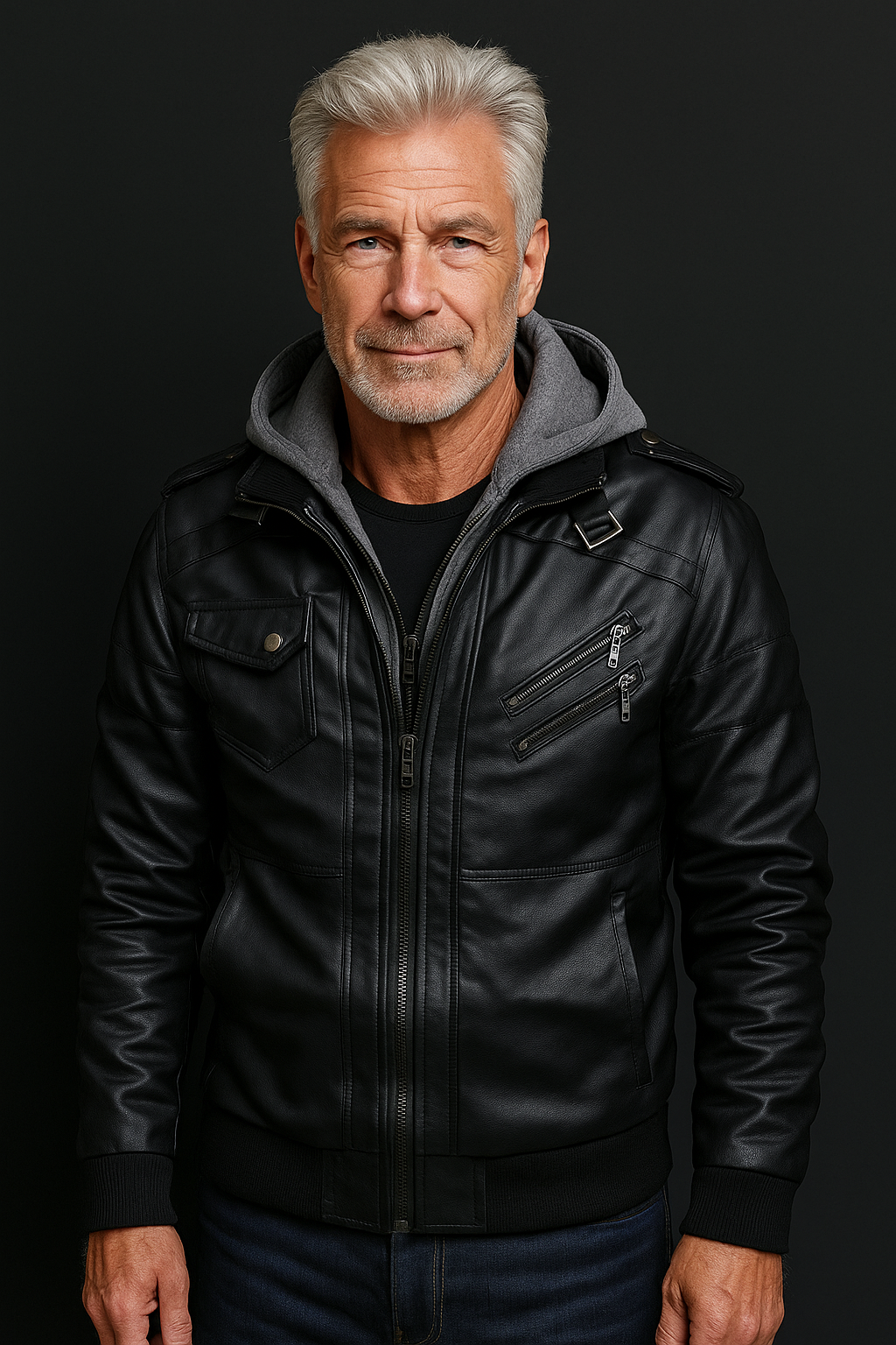 Jacob | Men's Leather Jacket with Hood