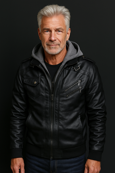 Jacob | Men's Leather Jacket with Hood