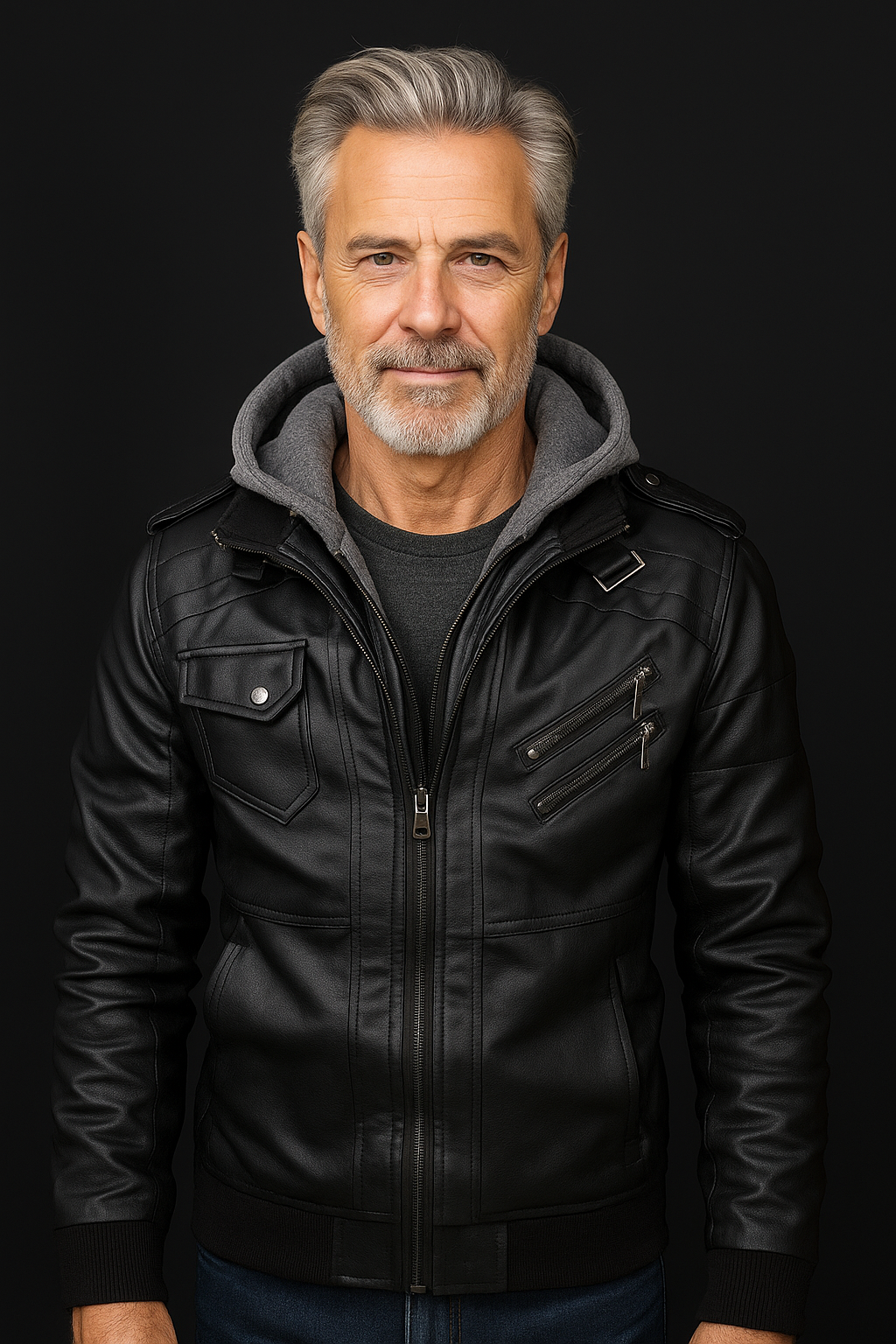 Jacob | Men's Leather Jacket with Hood