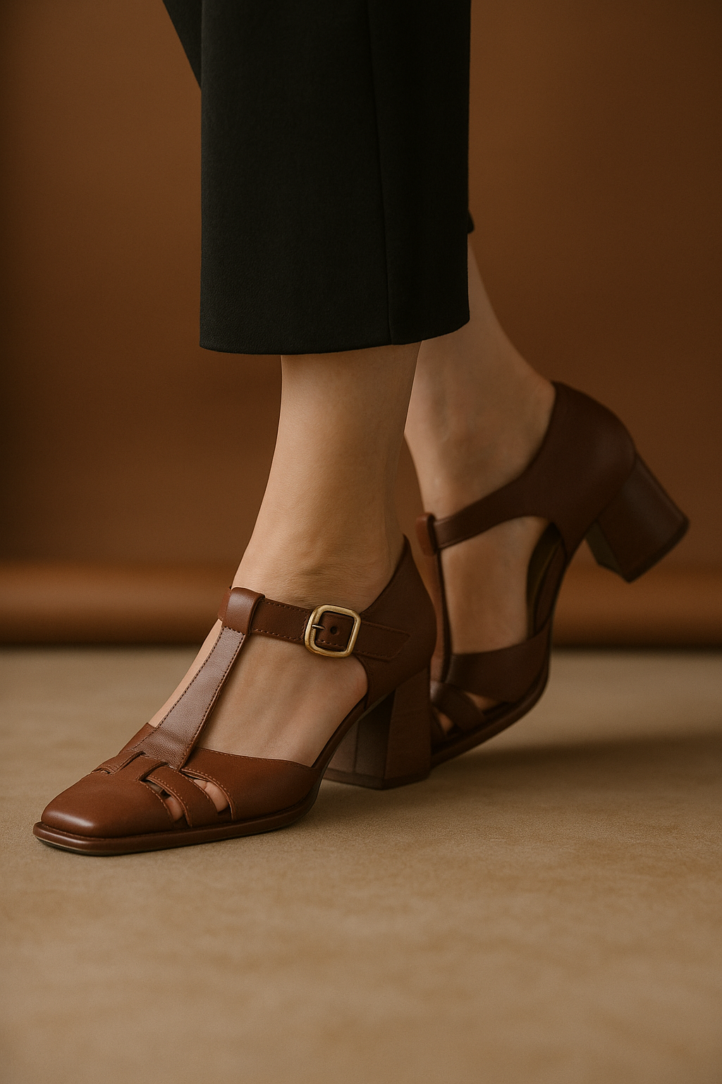 Elyxiana | Orthopedic T-Strap Block Heels