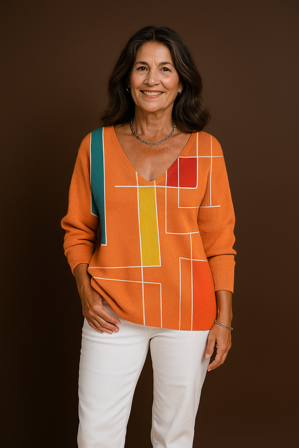 Helena – Colorful V-Neck Top