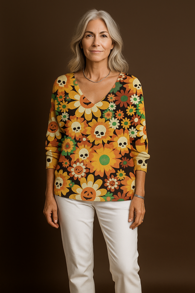 Trihana – Colorful V-Neck Top