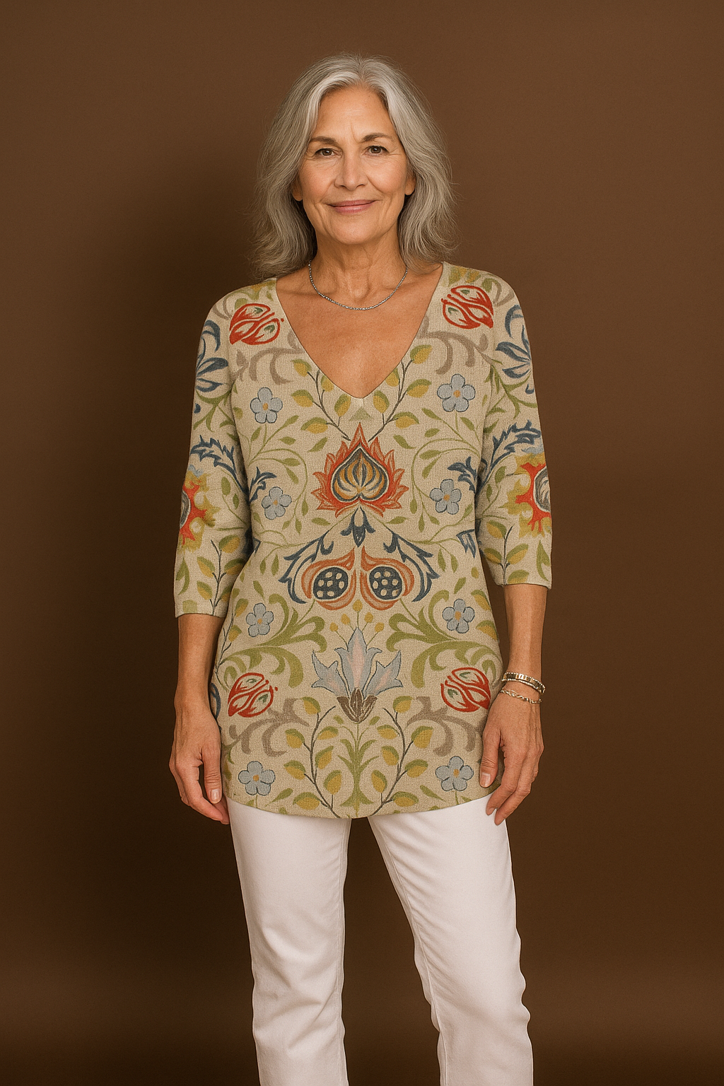 Mary – Colorful V-Neck Top