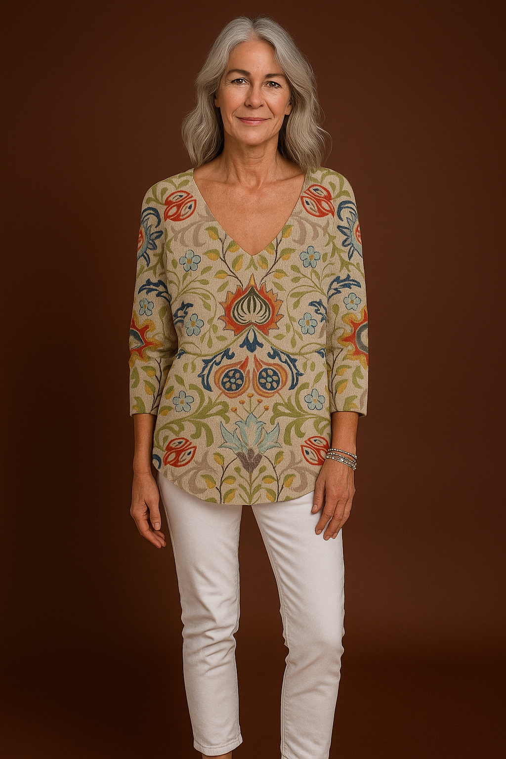 Mary – Colorful V-Neck Top