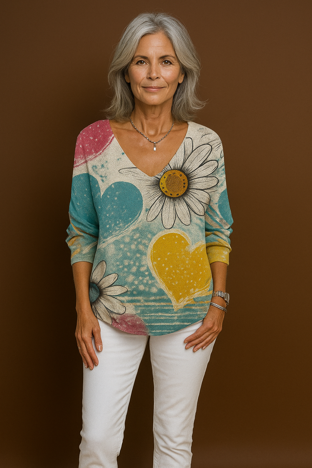Margaret – Colorful V-Neck Top