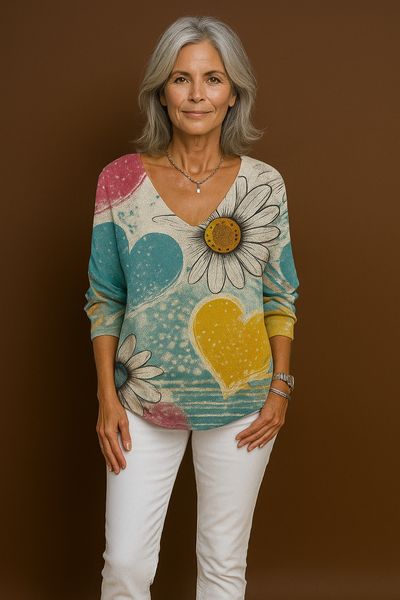 Margaret – Colorful V-Neck Top