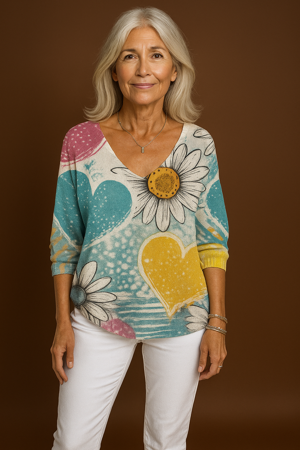 Margaret – Colorful V-Neck Top