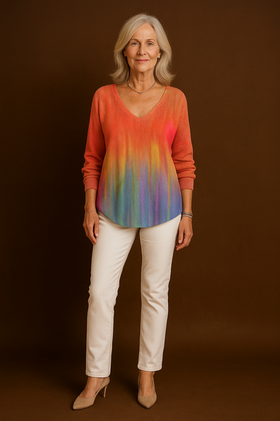 Janet – Colorful V-Neck Top
