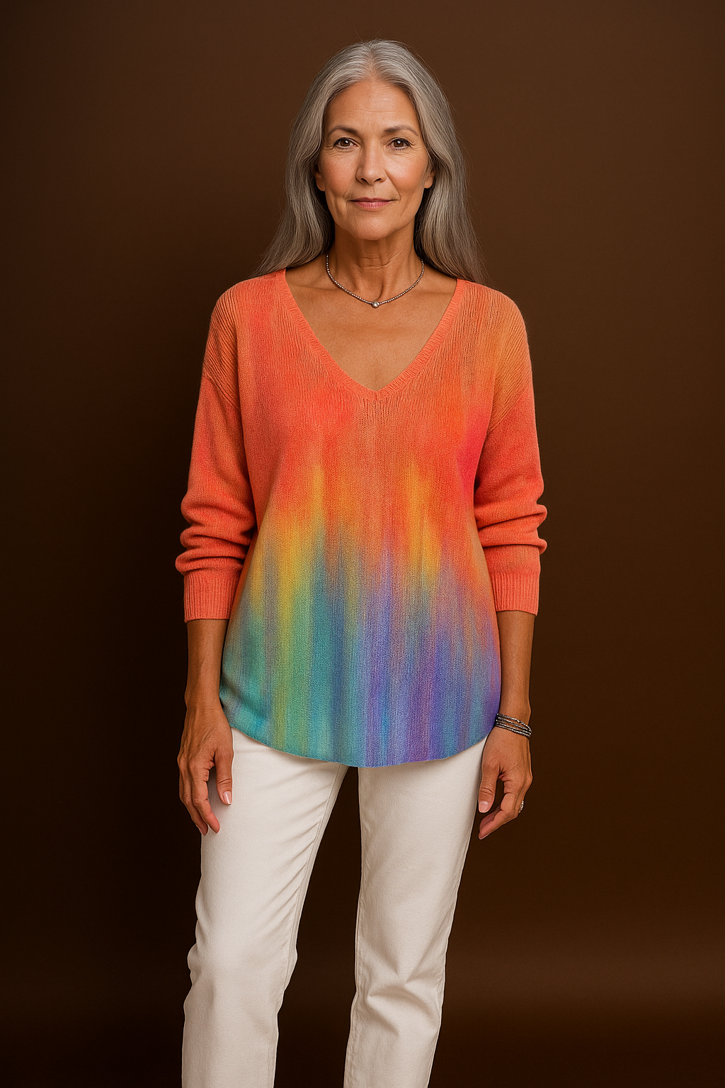 Janet – Colorful V-Neck Top