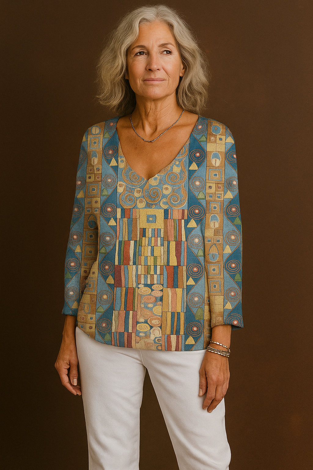 Sharon – Colorful V-Neck Top