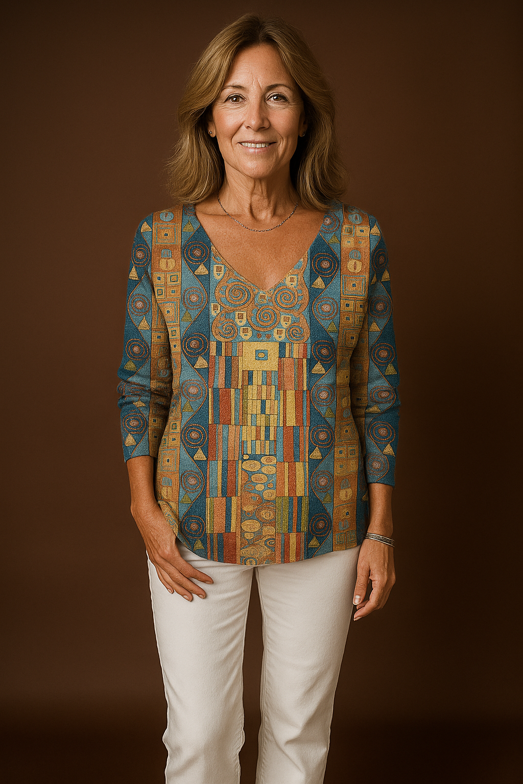 Sharon – Colorful V-Neck Top