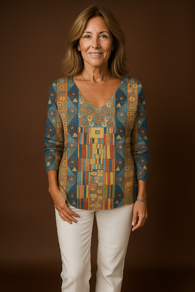 Sharon – Colorful V-Neck Top