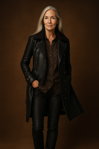 Marie – Elegant 3/4-Length Leather Coat