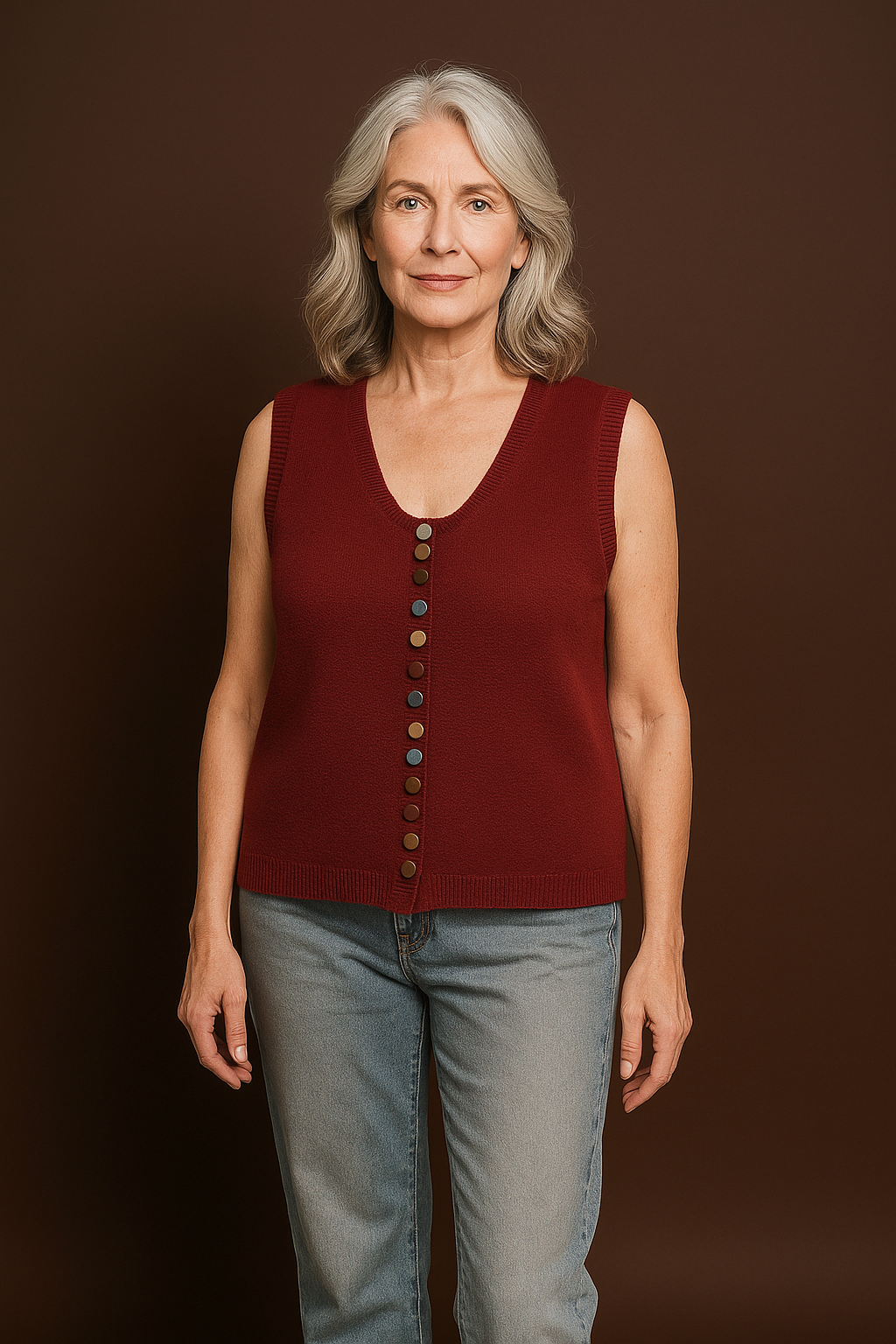 THE MARIBEL | COLOR-BUTTON KNIT VEST