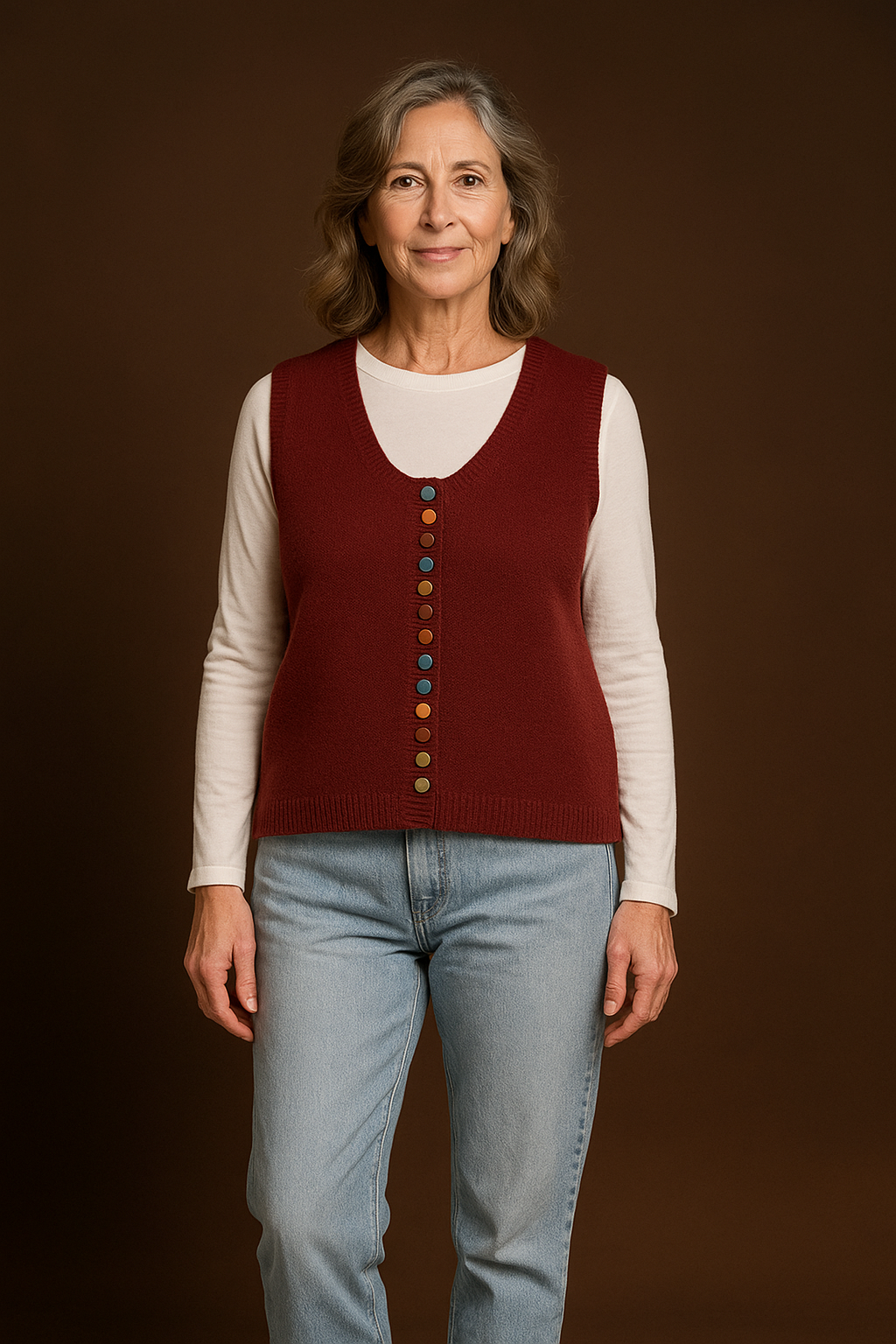 THE MARIBEL | COLOR-BUTTON KNIT VEST