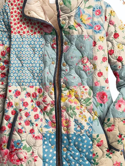 Elle | Charming Floral Quilted Jacket for Women - Vintage Casual Style