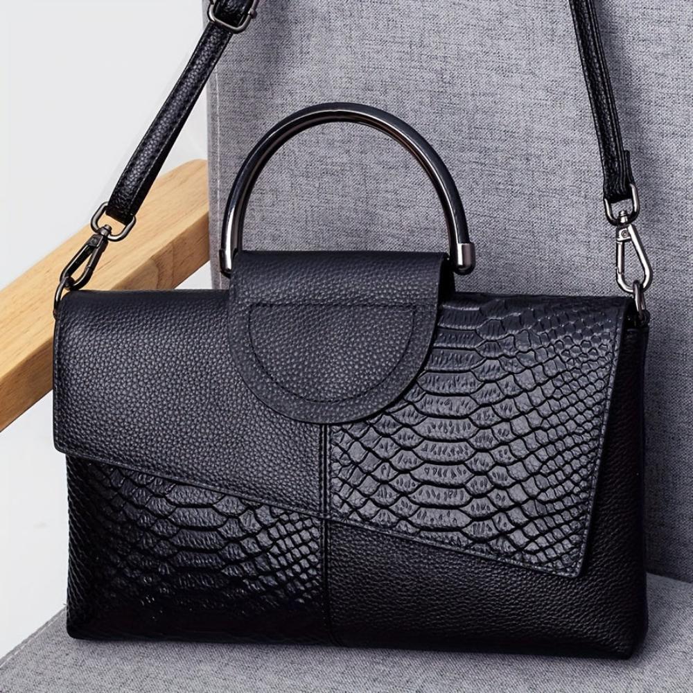 Cassandra | Handbag with Opulent Crocodile Pattern