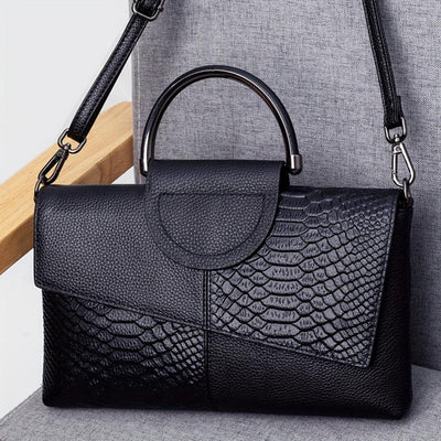Cassandra | Handbag with Opulent Crocodile Pattern