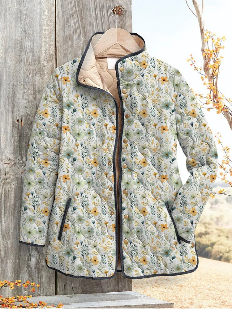 Elle | Delightful Floral-Printed Quilted Jacket for Women