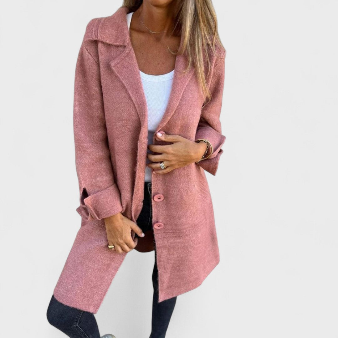 Maila – Casual Long Coat with Lapel