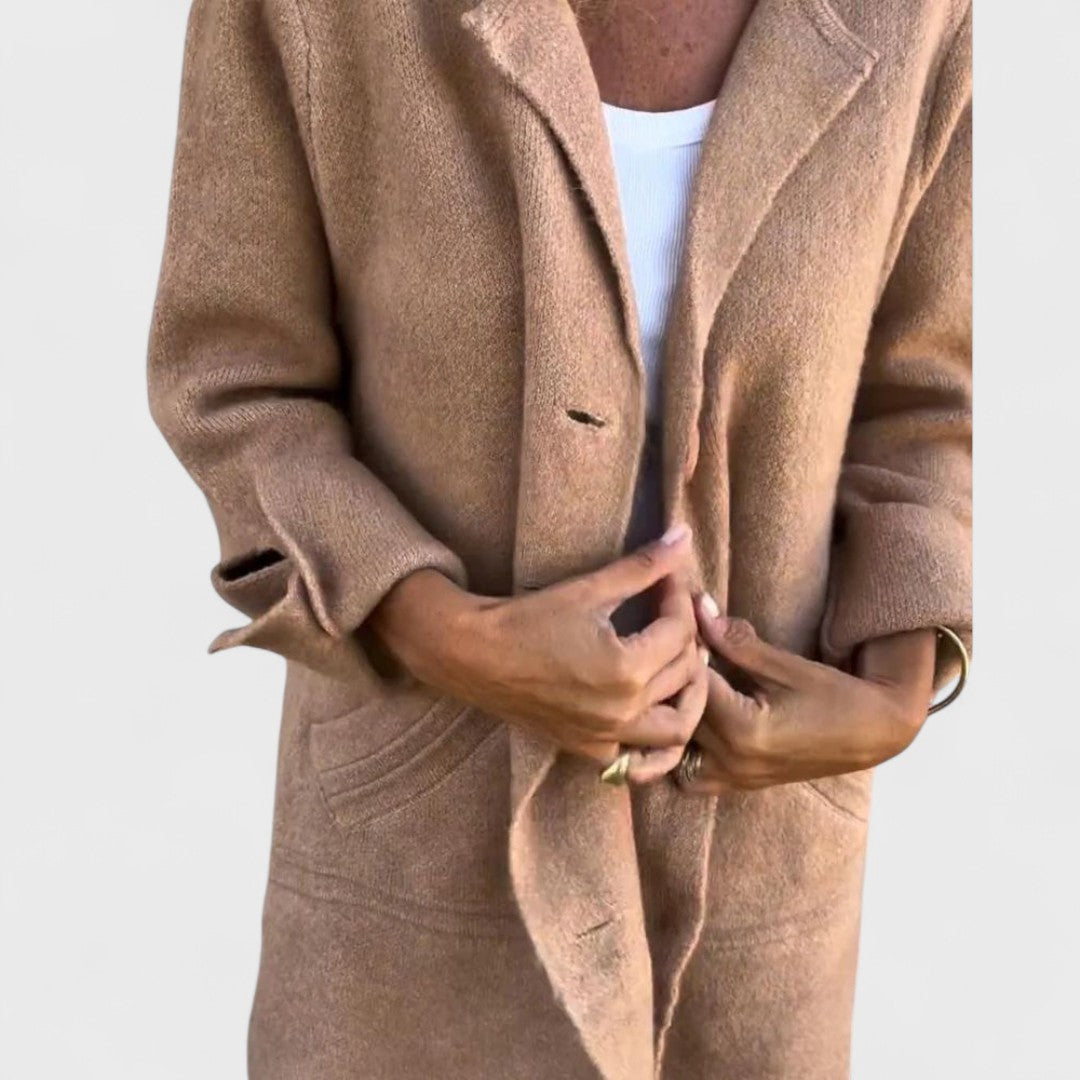 Maila – Casual Long Coat with Lapel