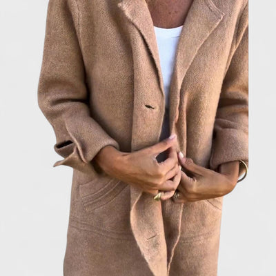 Maila – Casual Long Coat with Lapel