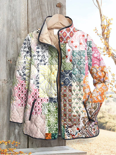 Elle | Casual Quilted Jacket for Women with Floral Print