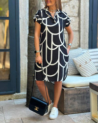 Ellanore - Geometric Print Polo Dress