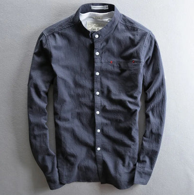 Alden Stand Collar Linen Shirt