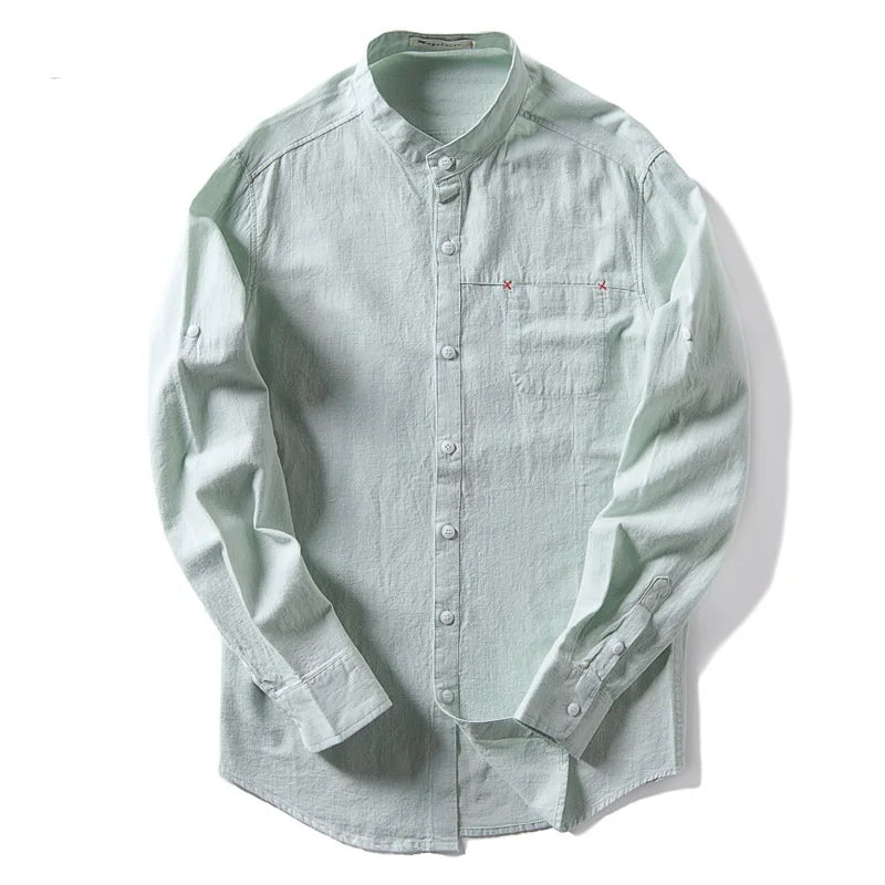 Alden Stand Collar Linen Shirt