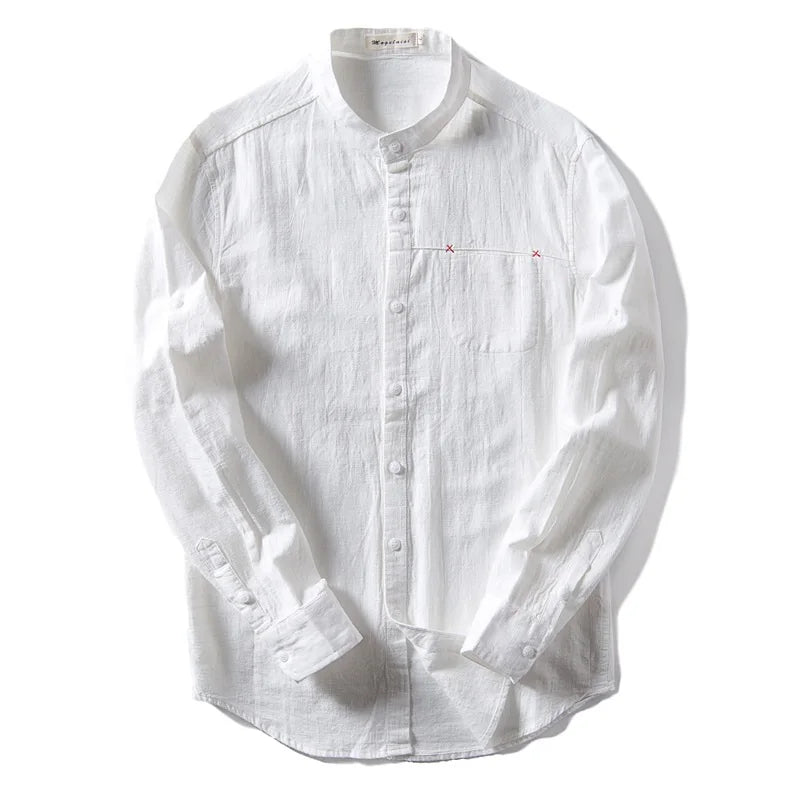 Alden Stand Collar Linen Shirt